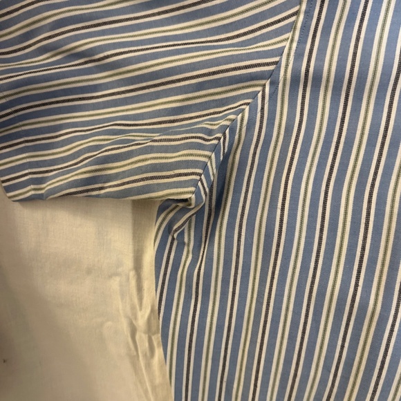 Men's Short Sleeve Casual Button Down Blue Striped Shirt by David Taylor XL - Picture 3 of 5